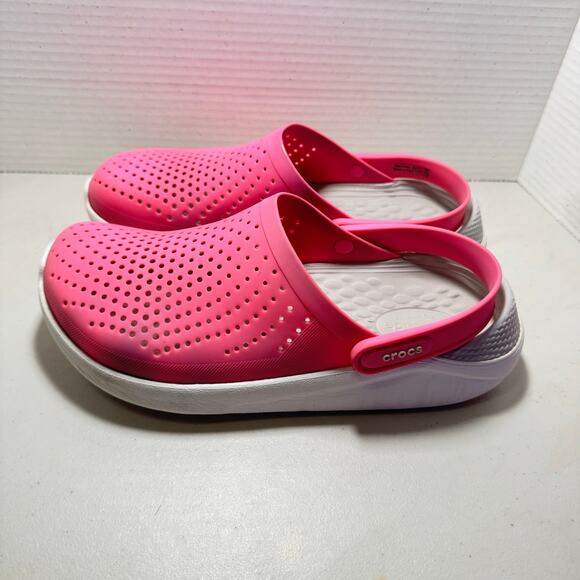 CROCS pink Lite Ride Clogs SZ W 9 - Picture 2 of 7